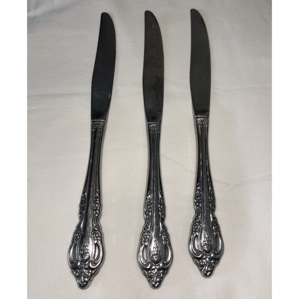 Set of 3 Oneida Community BRAHMS Stainless Dinner Knives 9" Flatware